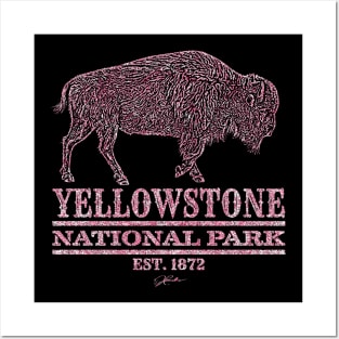 Yellowstone National Park Walking Bison Posters and Art